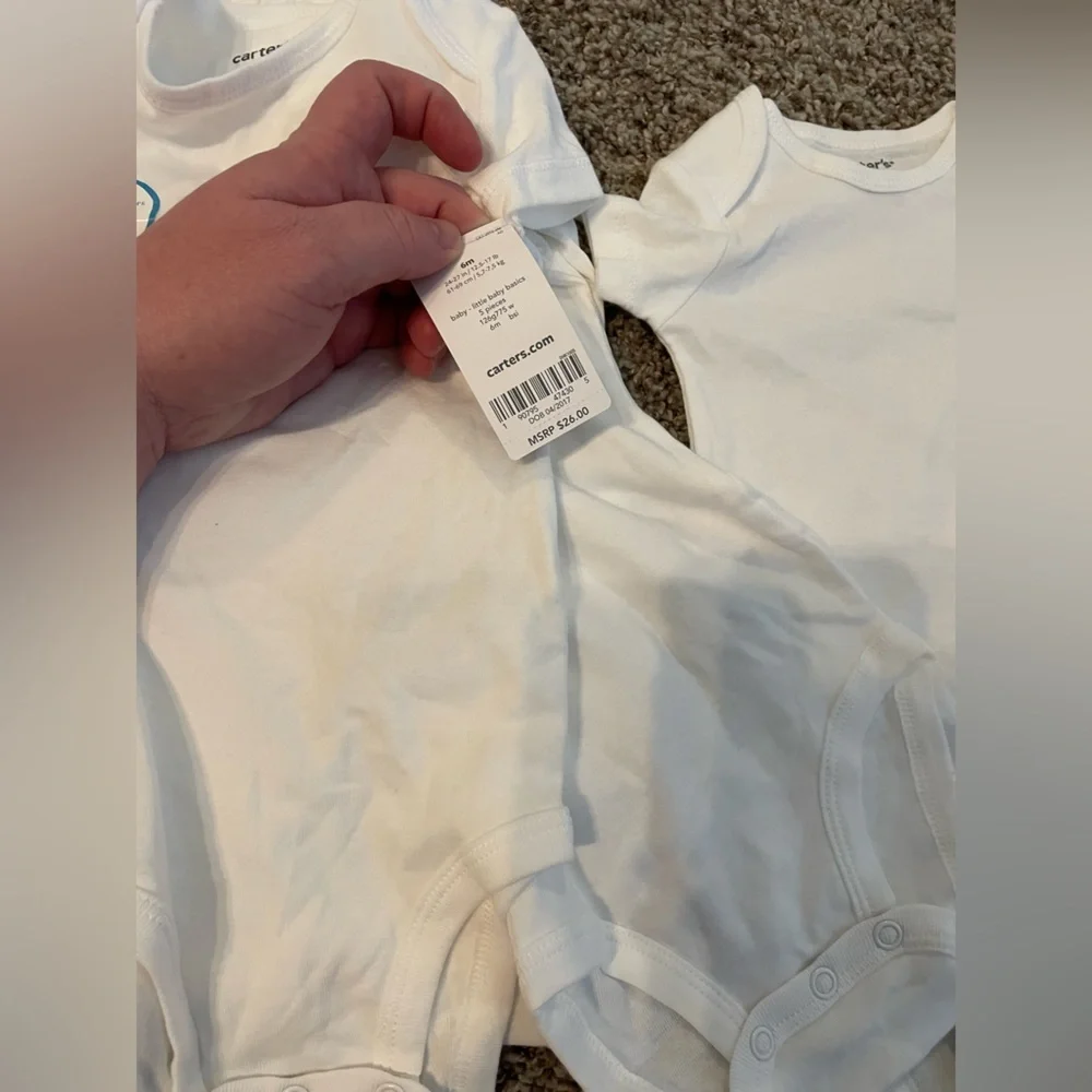 NWT bundle of 5 Carters white onesies 6 months